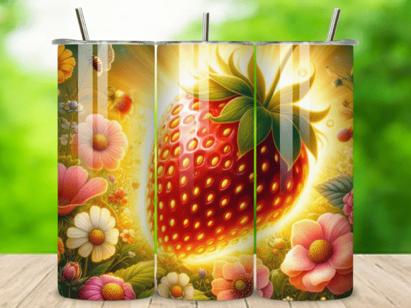 20 Oz Strawberry Tumbler Wrap Png V.15: A Versatile Design for Creative Projects