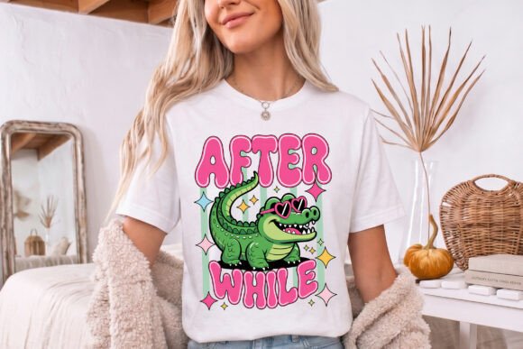 After While Cute Alligator Retro PNG: A Playful Blend of Vintage and Modern Design