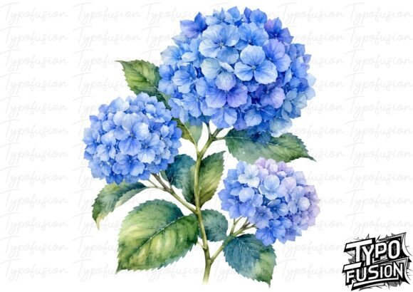 Botanical Blue Hydrangea Spray Clipart: A Versatile Design for Creative Projects