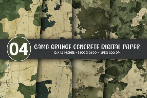 Camo Grunge Concrete Digital Paper