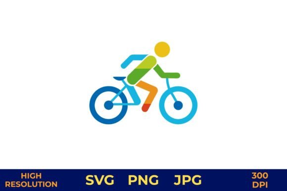 Cyclist Riding Bike in Vibrant Vector