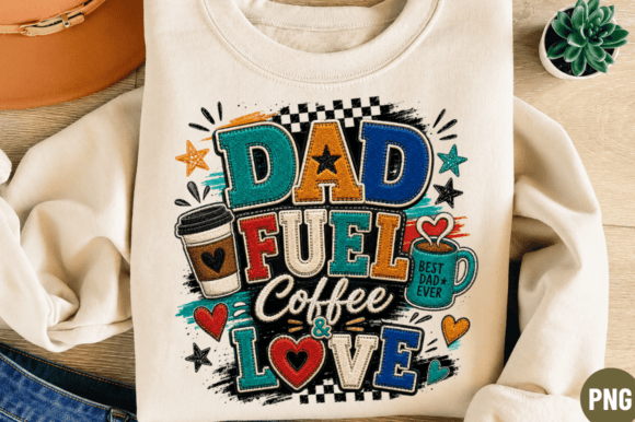 Dad Fueled by Coffee Love Png T-shirt: A Creative Asset for Printers and Designers