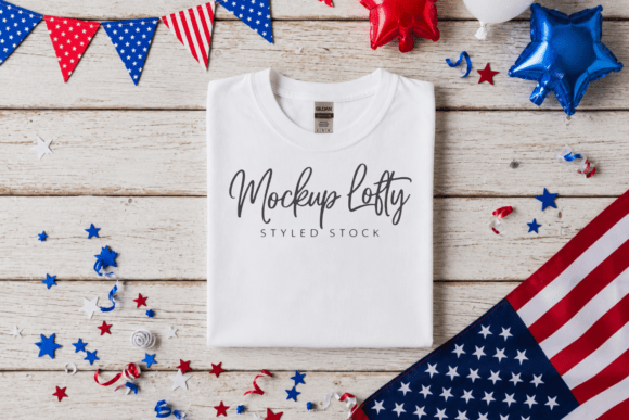Enhance Your Brand with the 4th of July Flat Lay T-Shirt Mockup
