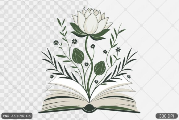 Floral Book PNG SVG Book with Flowers