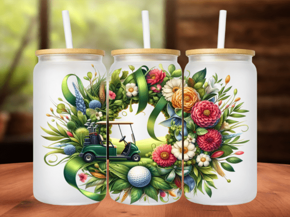 Floral Golf Cart Summer 16oz Tumbler PNG: A Versatile Design for Custom Projects