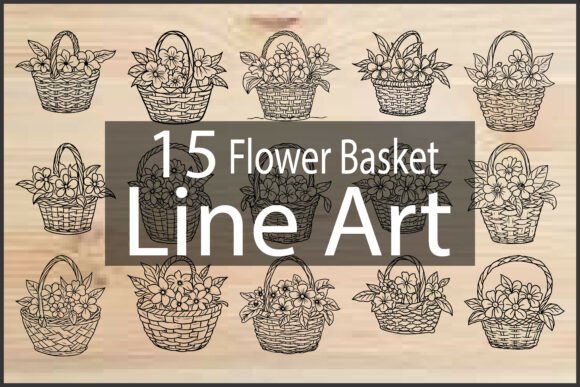 Flower Basket Line Art: A Versatile Digital Bundle for Crafters, Designers, and Educators