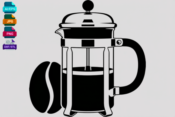 French Press Coffee Maker SVG for Creative Crafting