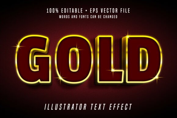 Gold 3D Editable Text Effect Vector Font
