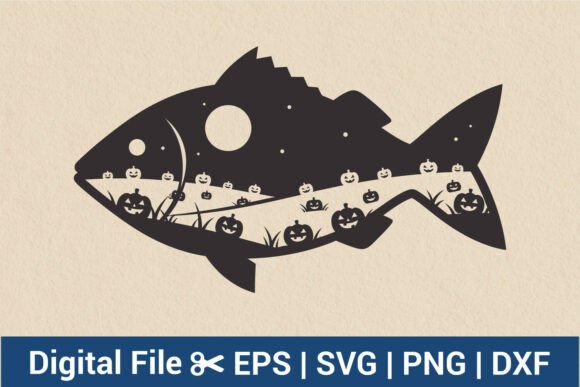 Halloween Fish SVG Spooky Pumpkin Design