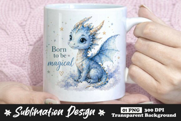 Magical Blue Dragon Mug PNG