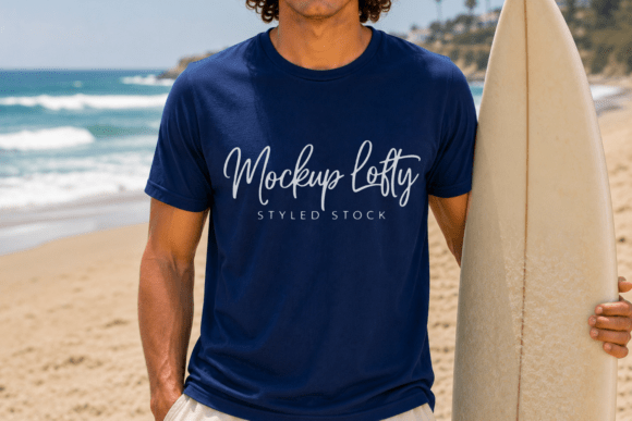 Mastering Brand Presentation with Navy Bella Canvas 3001 Summer Mockup