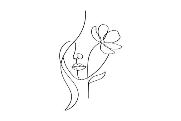 Minimalist Woman Face with Flower