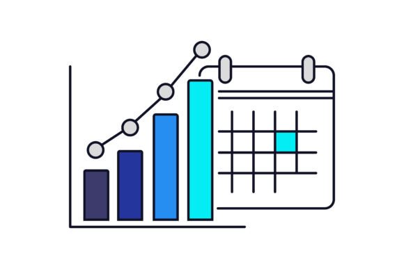 Monthly Business Chart and Calendar Icon