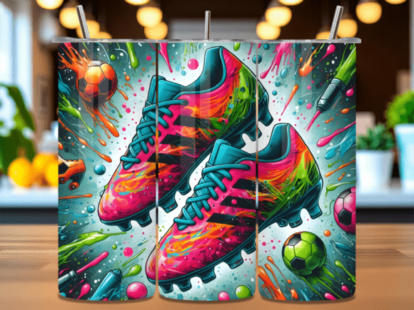 Neon Soccer Cleats Tumbler Wrap PNG: A Versatile Design for Custom Projects