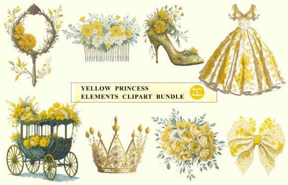 Yellow Princess Elements Clipart Bundle: A Detailed Overview for Creative Projects